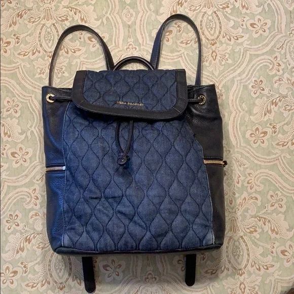 Vera Bradley | Bags | Vera Bradley Denim Leather Backpack 